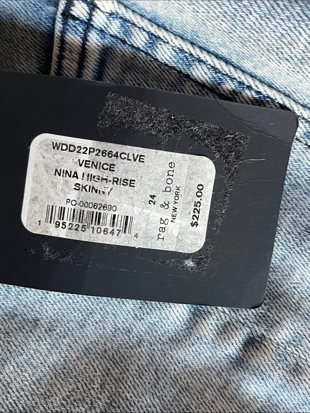 NWT Rag & Bone | Nina High Rise Skinny in Venus Stretch Denim Jeans 24‎